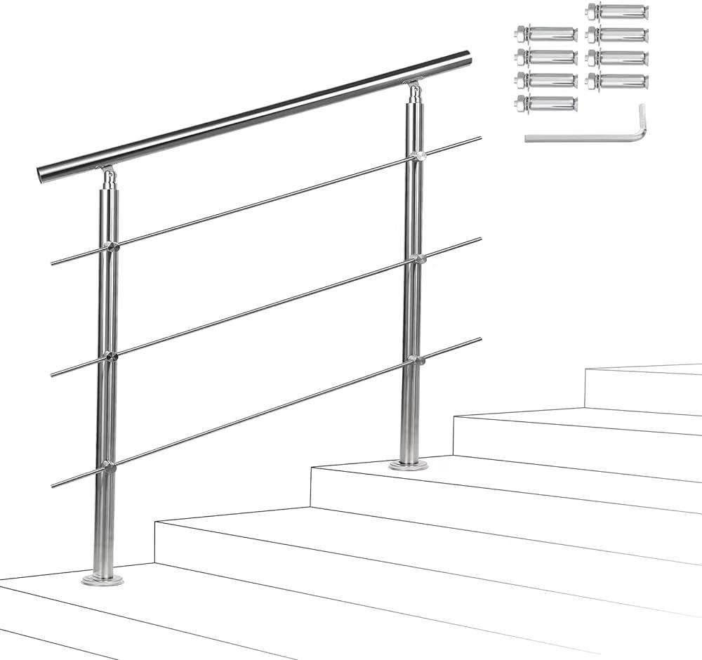 Outdoor Rod Threading Column Handrail Stainless Steel bar Type Railing and Handrail Outdoor Railing and Handrail