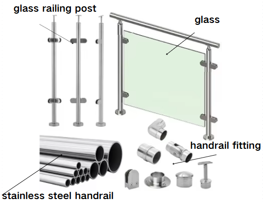 Outdoor Rod Threading Column Handrail Stainless Steel bar Type Railing and Handrail Outdoor Railing and Handrail