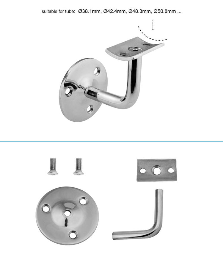 Stainless Steel Handrail Bracket for Staircase and Balcony Wall Mounted Support