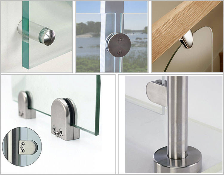 60mm D Shape Modern Stainless Steel SUS 304 Glass Clamp 8-12mm Thickness Stair Railing Holder