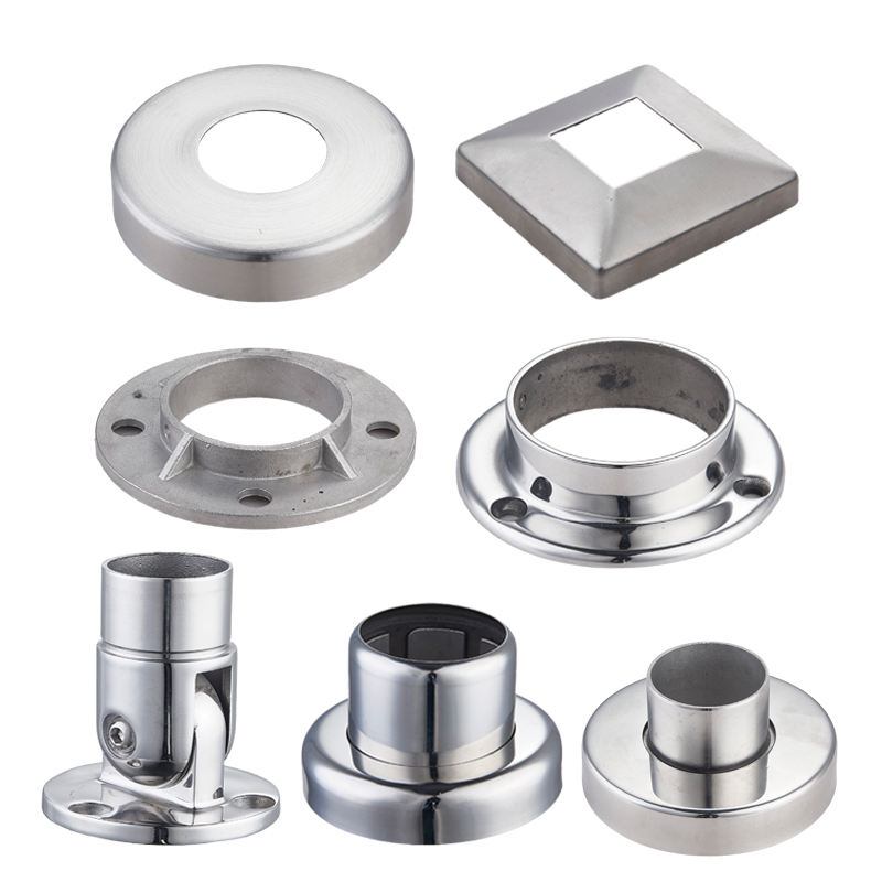 304 Stainless Steel Round Hardware Building Materials Railing Base Plate Tapped Flanges Easy Install for Modern Design Hotel Use