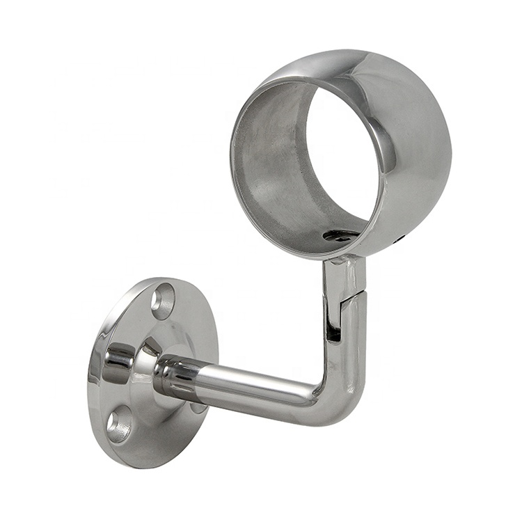 Modern Design Round Handrail Support Wall Bracket Satin Mirror Finish Stainless Steel Plastic Pipe Railing Holder