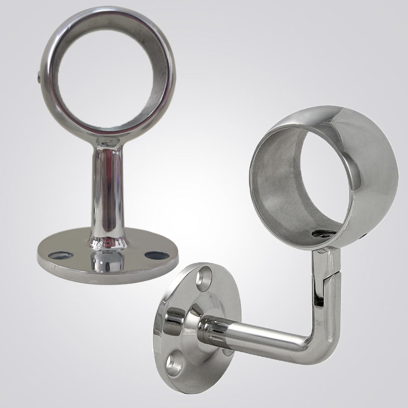 Modern Design Round Handrail Support Wall Bracket Satin Mirror Finish Stainless Steel Plastic Pipe Railing Holder