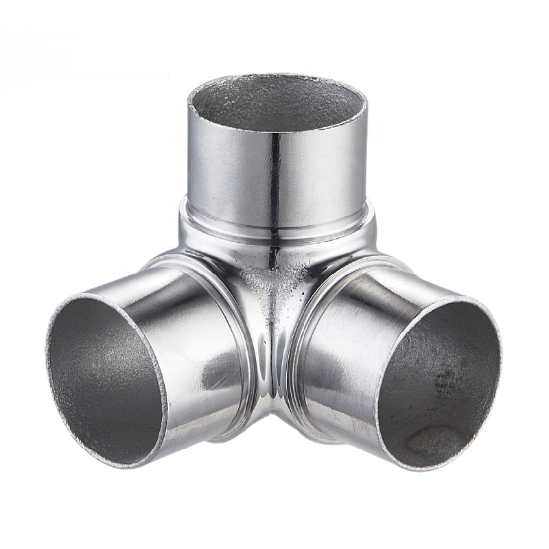 Modern Stainless Steel Handrail Elbow 3-Way Round Tube Connectors for Balustrade Satin & Mirror Finish for Building & Flooring
