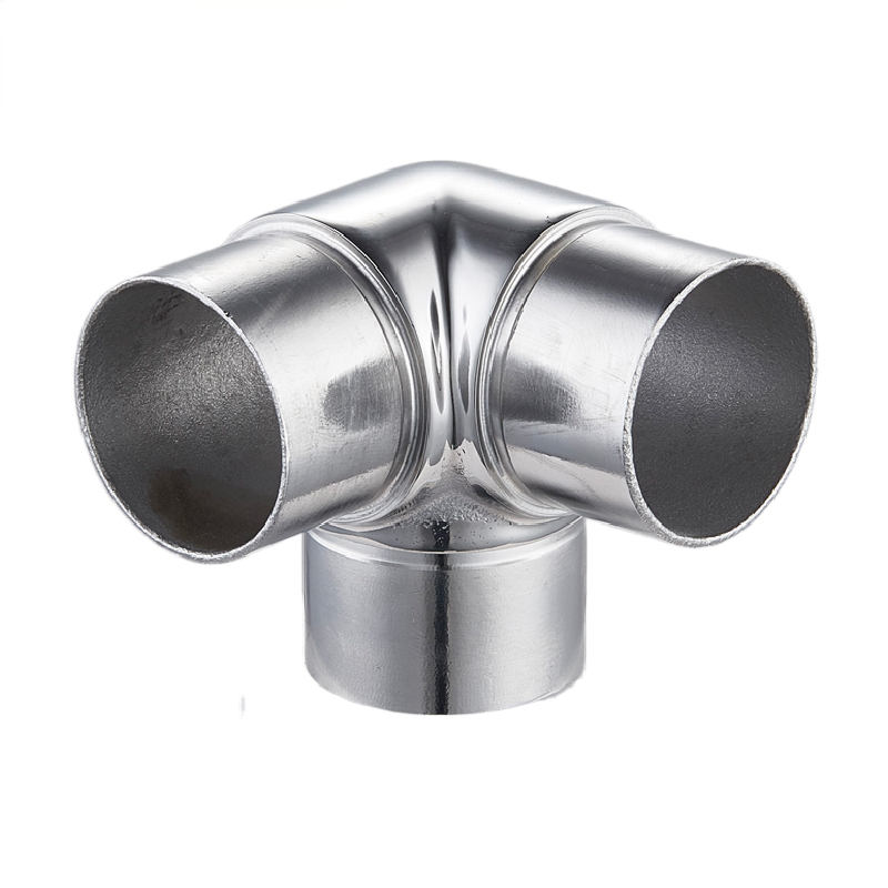 Modern Stainless Steel Handrail Elbow 3-Way Round Tube Connectors for Balustrade Satin & Mirror Finish for Building & Flooring