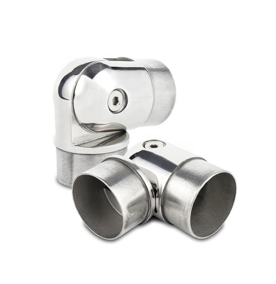 Adjustable Golden Stainless Steel 90/180 Degree Elbow Modern Flexible Tube Connector Joint for Staircase Balustrade Fittings