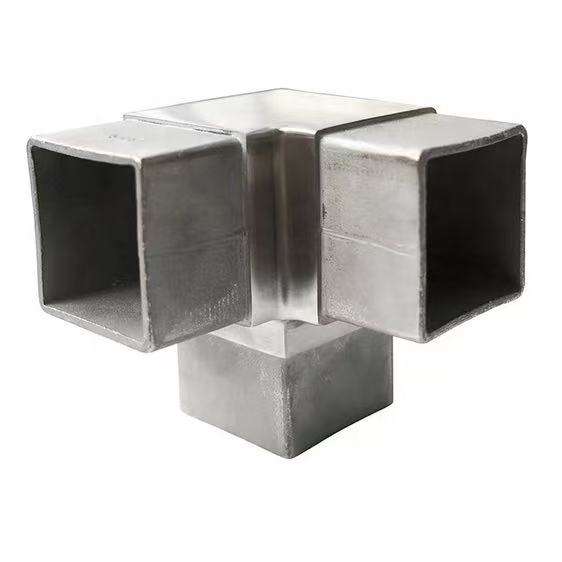 Stainless Steel Tee Square Tube Connector Stair Handrail Fittings