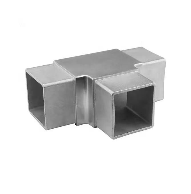 Stainless Steel Tee Square Tube Connector Stair Handrail Fittings