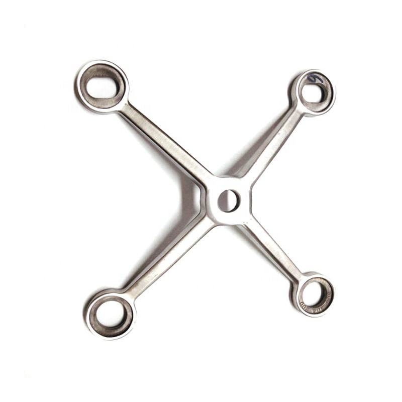 Office Building Glass Curtain Walls Spider System Stainless Steel 4 Arms With Mirror Finished