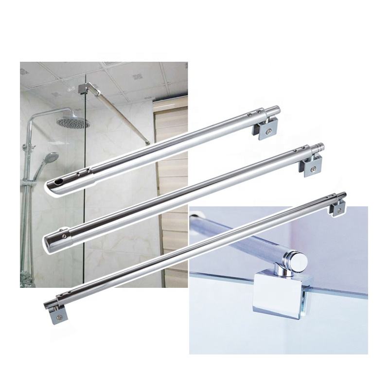 Modern 304 Stainless Steel Adjustable Durable Wall to Glass Bathroom Pull Rod with Screw Installation Shower Support Bar