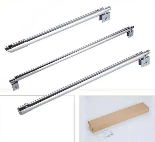 Modern 304 Stainless Steel Adjustable Durable Wall to Glass Bathroom Pull Rod with Screw Installation Shower Support Bar