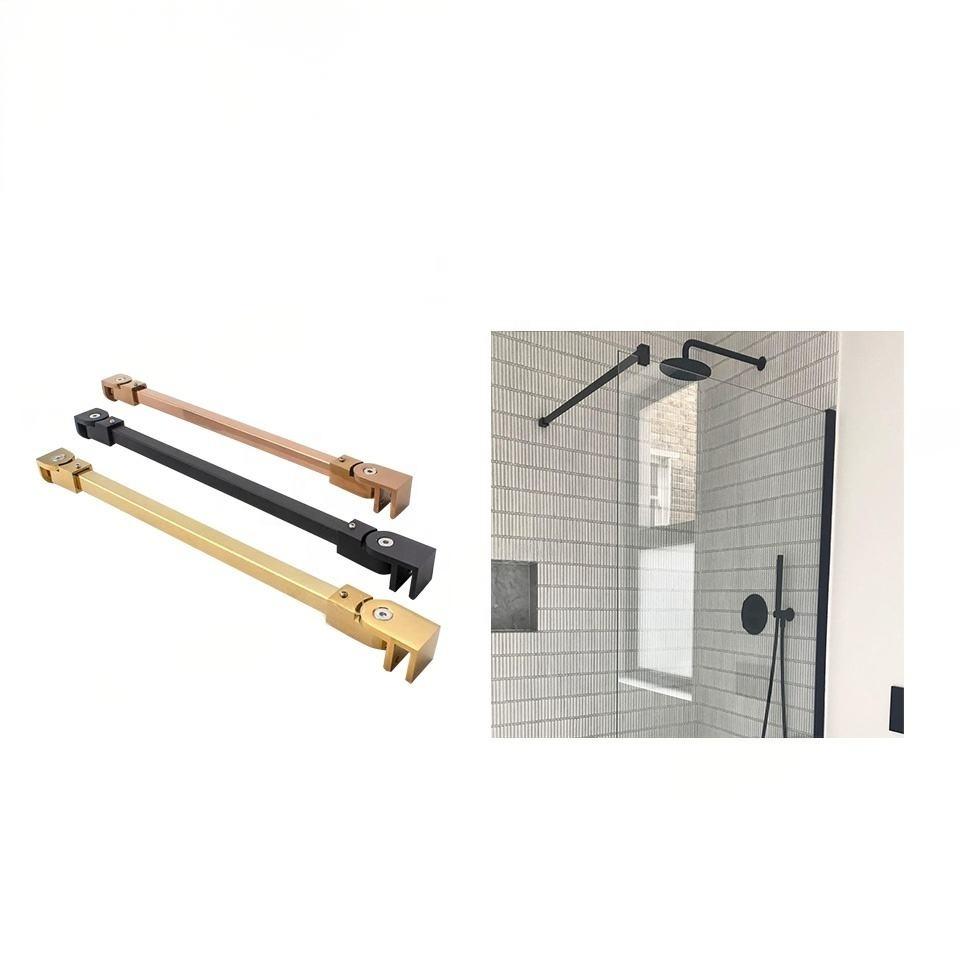 Modern Design Stainless Steel Shower Screen Support Brushed Nickel Black Vertical Glass Telescopic Bar Bathroom Grab Bar