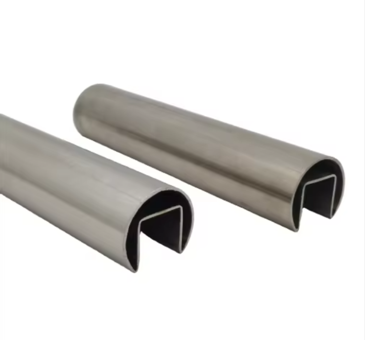 Glass Balconies 304 Stainless Steel Round Channel Pipe and Glass Railings Handrails